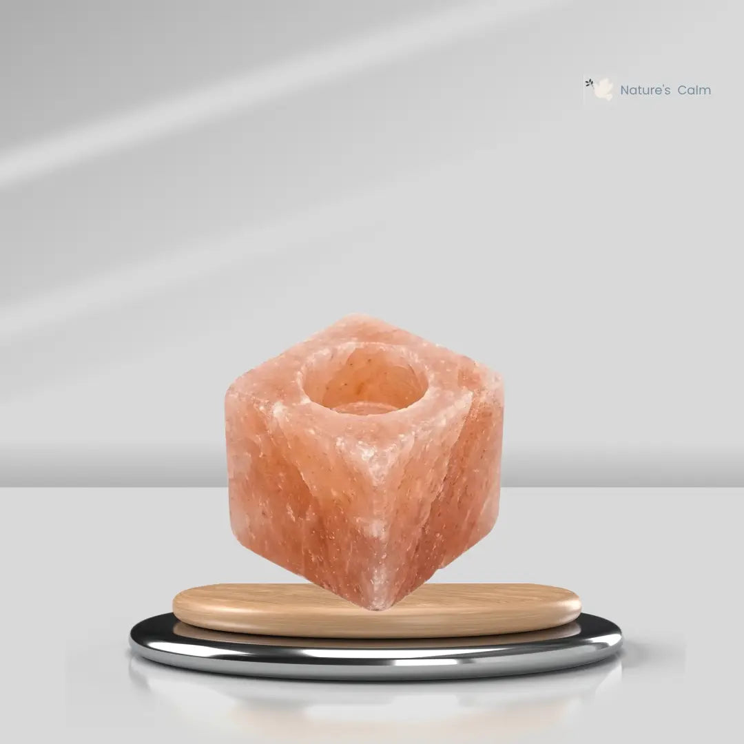 Himalayan Pink Salt Candle Holder — Geometric Cube Tealight Holder