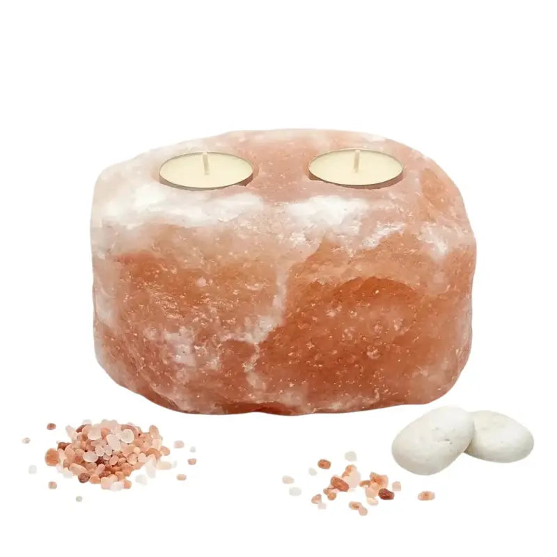 Himalayan Pink Salt Candle Holder — Double Tealight (2 Holes)