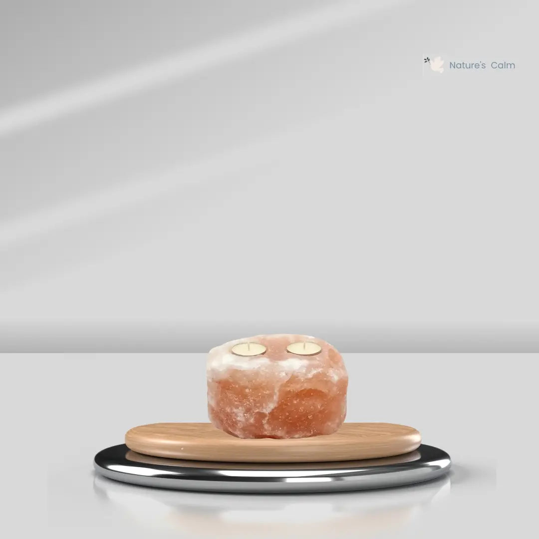 Himalayan Pink Salt Candle Holder — Double Tealight (2 Holes)
