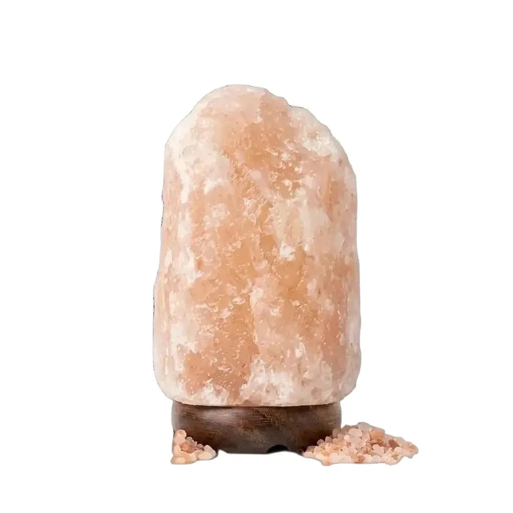 Pink Himalayan Salt Lamp — Natural Raw Cut with Wooden Base