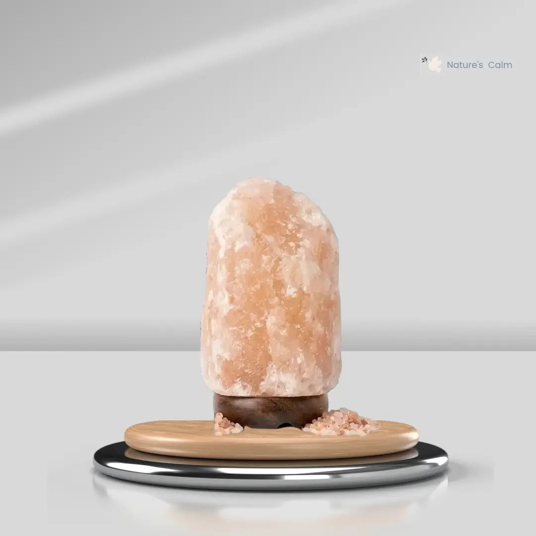 Pink Himalayan Salt Lamp — Natural Raw Cut with Wooden Base
